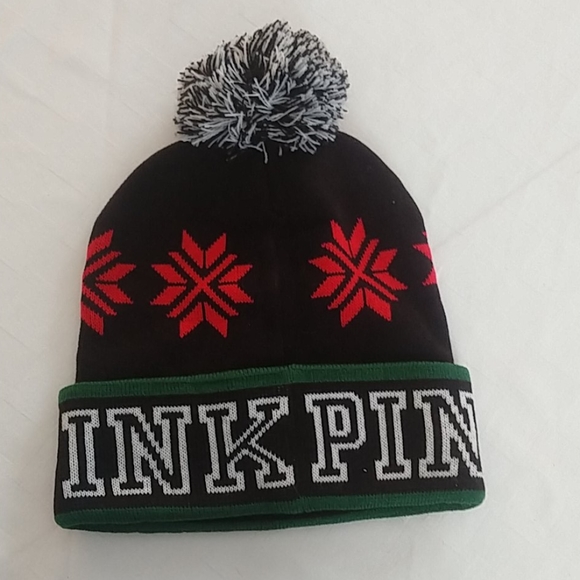 Victoria's Secret PINK Pom Pom Beanie Hat Fair Isle - Picture 5 of 5